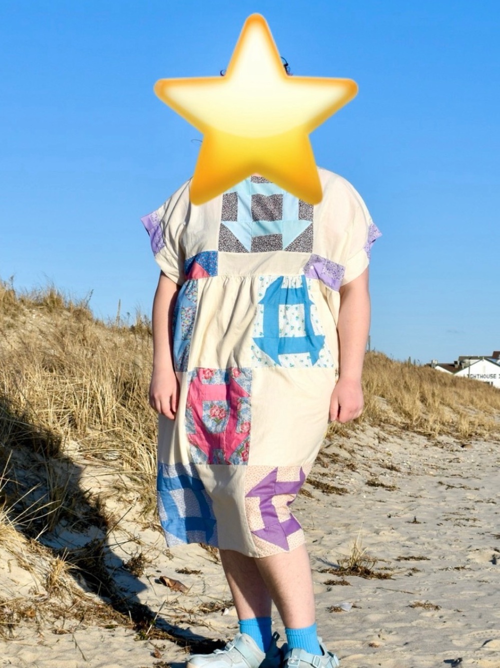 Handmade Vintage Plus Size Linen Quilt Dress